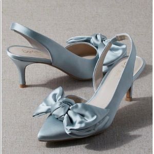Baby blue bow heels